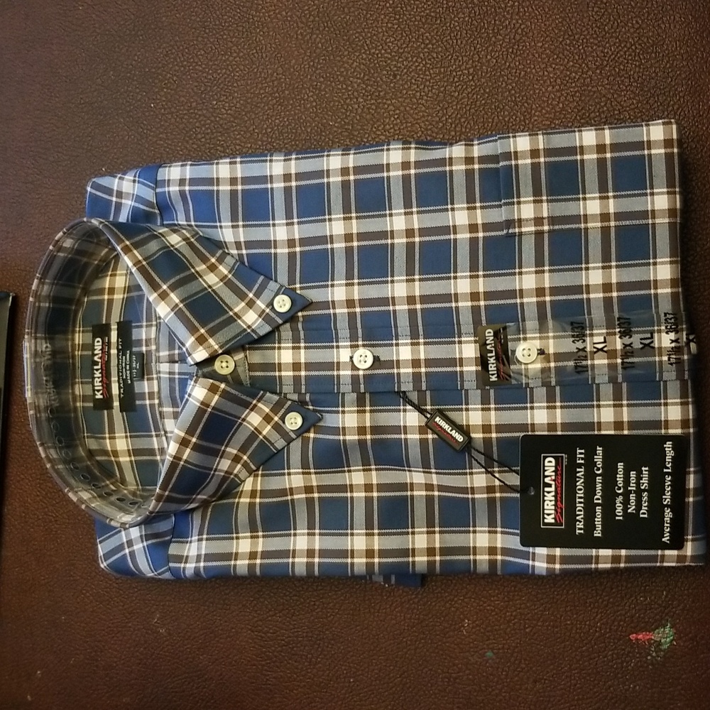 Kirkland plaid long sleeve casual dress shirt